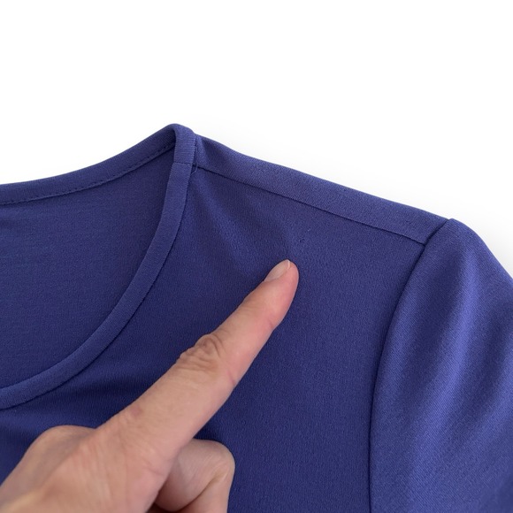 Eileen Fisher Women S Purple Iris Long Sleeve 100% Silk Stretch Pullover Top NWT - Picture 10 of 12